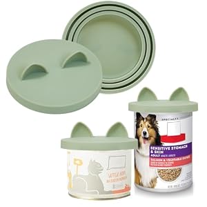 OHMO 2 Pack Dog Food Can Lids, (3, 12, 14oz etc.) Universal Size BPA Free Silicone Covers for Cat and Pet Food, Light Green