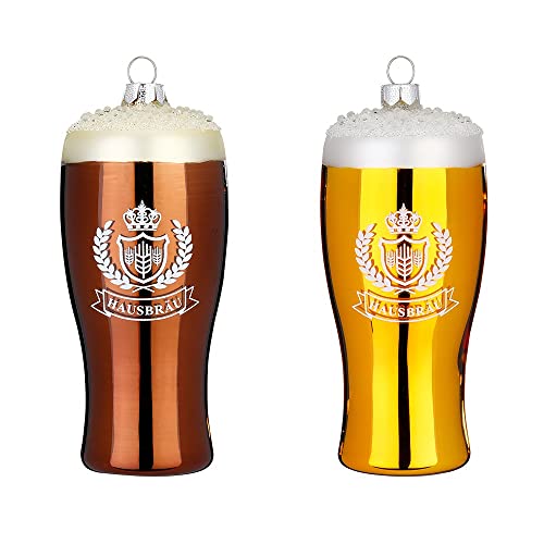 Inge-glas Christbaumschmuck Glas Bierglas 1 Stück Sortiert 11cm Weihnachtskugeln braun oder Gold