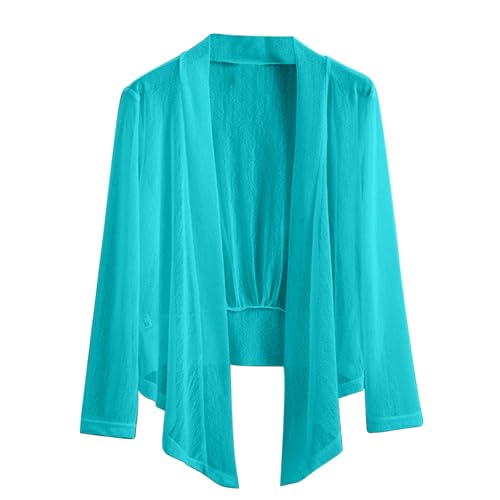 Mrat Cardigans for Women UK Summer Sun Protection Cropped Lightweight Chiffon Cardigans Quick Dry UPF 50+ Tie Front Bolero Shrug Casual Loose Fit Blouse Kimono Beach Cover Up Open Front Shawl