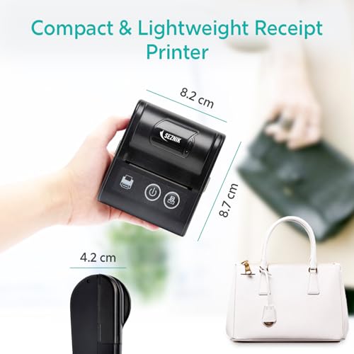 SEZNIK Veer Bluetooth+USB Thermal Receipt Printer 58 mm | Rechargeable Inkless | Mobile, Desktop Compatible | 1 Year Warranty (Veer - Receipt Printer) view 2