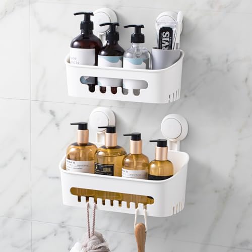 LEVERLOC Shower Caddy Suction Cup Shower Shelf Basket Suction Pack