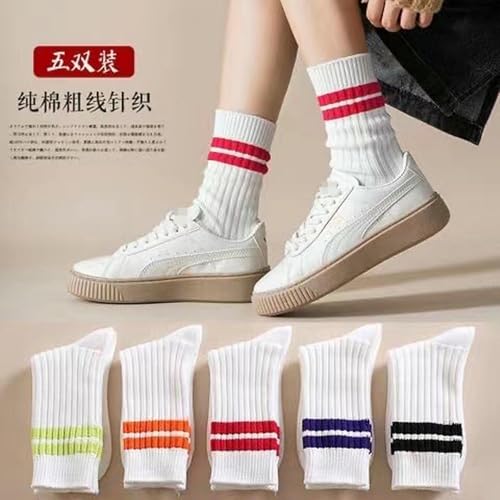 3 Pairs - Couple Simple Personality mid-Tube Socks, Spring and Autumn Outerwear Sports Stockings - Dark Blue3