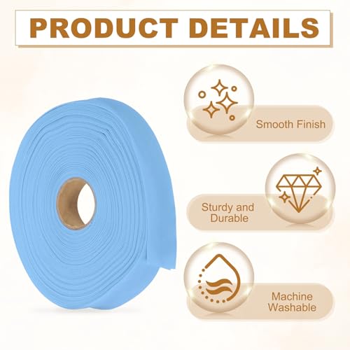 YELARXI Double Fold Bias Tape for Sewing, Quilt Binding Cotton Bias Tape Double Fold 1 Inch 25 Yards Fit for Hemming Seaming DIY Crafts Piping - (Light Blue) by YELARXI - Image 3