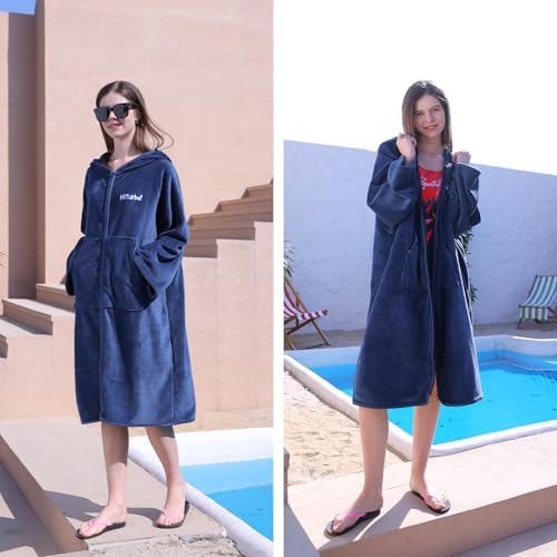 Hiturbo Soft Fleece Hooded Beach Towel: Oversized Plush Surf Poncho — view 6