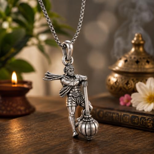 Image of Hanuman Locket for Men & Women | Spiritual Religious Pendant with Chain | Bajrangbali Hanuman Ji Kavach for Protection, Strength, Positive Energy & Devotional Wear Unisex