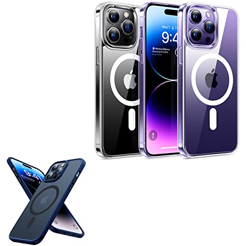 TORRAS Save 25% to Buy Blue MagSafe Guardian & Magnetic Diamond Clear Together Compatible for iPhone 14 Pro Max Case