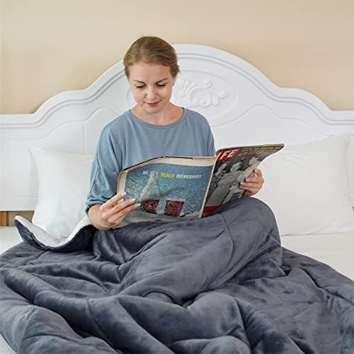 OMERAI Sherpa Fleece Blanket Super Thick Fuzzy Blankets Plush Flannel Blanket for Sofa Bed Warm Throw Microfiber Lightweight Reversible Throw Soft Cozy Warm Luxury Bed Throw Blanket Grey 130X150CM