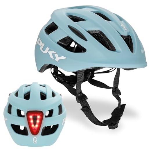 PUKY Helmet M Blau | Optimal für Kopfumfang 54-58 cm | Leicht & Belüftet | Robuster Polycarbonat & EPS-Schaum Schutz | Licht-Modul & 360° Sichtbarkeit | Stylisches Design & Farboptionen