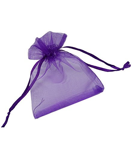 Ankirol 100Pcs Sheer Organza Favor Bags 3X4'' Jewelry Candy Gift Bags Samples Display Drawstring Pouches (Purple) #TOP1