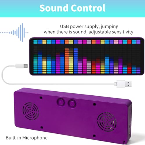 Analizador de audio interactivo con luces RGB rítmicas y reloj digital para mesa 7