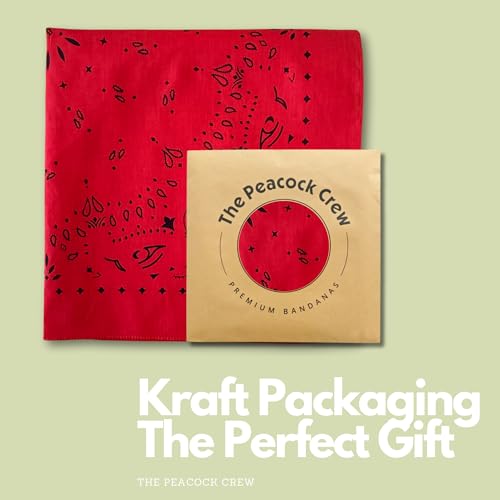 The Peacock Crew Red Cherry Bandana for Men and Women in Premium Soft Cotton Paisley Scarf Gift Kraft Pack - Thumbnail 5