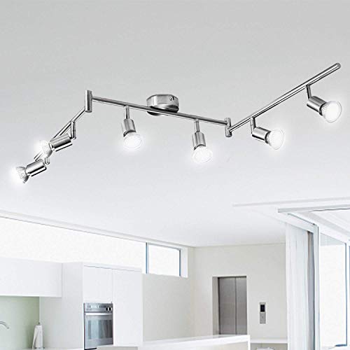 Kimjo Lámpara de Techo con 6 Focos 6W GU10 LED Bombillas, 4500K...