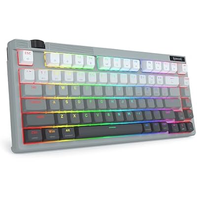 Redragon Wireless Mechanical Keyboard Creamy, Bluetooth/2.4GHz/USB-C Wired, 75% Hot Swappable Custom Gaming Keyboard with Knob, RGB Backlit, Pre-lubed Linear Switches, PBT Keycaps, Gray