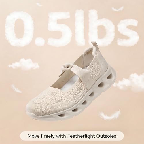 Image of BOSTANTEN Comfortable Mary Jane Sneakers for Women - Lightweight & Breathable, Slip On Casual Shoes 2026, Wide Toe Box, Cushioned Sole for All-Day Walking /Work