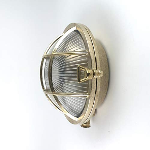Schiffslampe KsH and Co Sarantia IP64 Rundschott aus Naturmessing