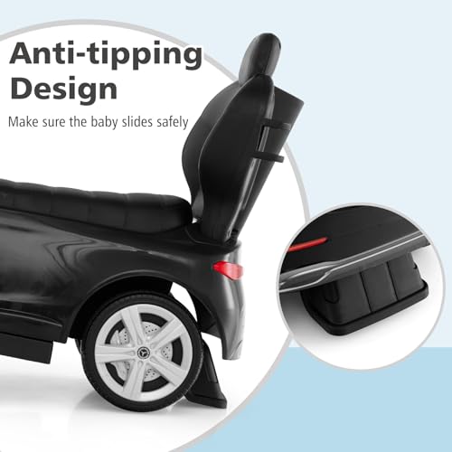 Image of Licensed Mercedes Benz Push Car for Toddlers by INFANS, 3 in 1 Sliding Walking Car with Push Handle, Horn, Music, Underneath Storage, Foot-to-Floor Ride on Toys for Boys Girls, Black