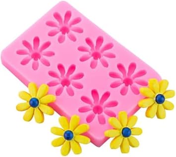Pink Daisy Flower Silicone Molds Chrysanthemum Silicone Molds Small Flower Shapes Fondant Cake Chocolate Molds Polymer Clay Resin Mold for DIY Craft Ice Cube Soap Wax Making Cake Decoration Candy