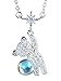 NicoWerk Damen Silberkette Teddybär aus 925 Sterling Silber mit Stein Rund Glänzend Zirkonia Glitzernd Verspielt Kindlich SKE622