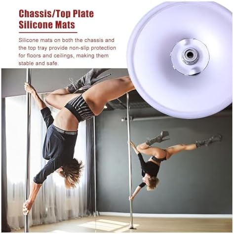 Professional Silver Dance Pole for High Ceilings, Heavy-Duty Stripper Pole, Adjustable Height 2.23-2.74m (7.3ft-9ft), Permanent Installation, Ideal for Home Fitness and Dance
