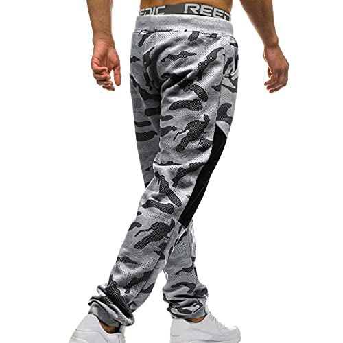 MYNKYLL Calça de moletom masculina casual camuflada de cintura média para corrida combinando com a c