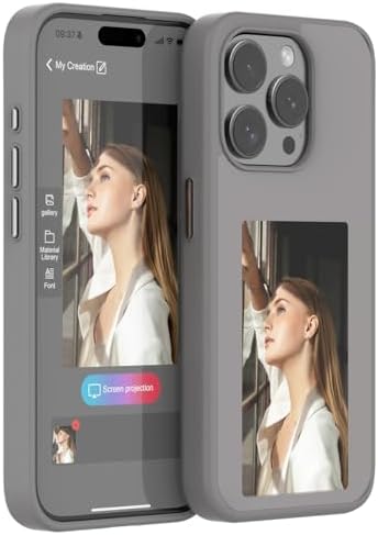 Smart Ink Phone Case for iPhone 13/14 / 15 Pro Max, Smart NFC Ink Screen Phone Case (Gray,for iPhone 15 pro)