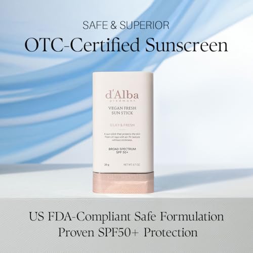 Image of d'alba Piedmont Air Fit Fresh Sun Stick, OTC BROAD SPECTRUM SPF 50+, Non-Sticky On-the-Go Sun Protection, Outdoor Essential Vegan Sun Stick, Silky & Fresh, Korean Skin Care (0.7 Oz.)