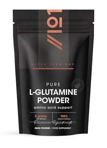 L-Glutamine Powder 500g Unflavoured Vegan Fermented Amino Acid 100% Pure Resealable and Recyclable Pouch by Alpha01