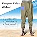 KPHYMOD Fishing Waders with Boots, PVC Waterproof Bootfoot Waders for Men Women with Pocket and Thick Non-Slip Oxford Sole(6.5)