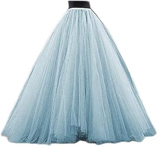 Xushiwanju Falda de Encaje para Mujer Cielo Azul Mullido Largo Tul Falda Femenino Retro Oro Hembra Ballet Falda Novia Vestidos para Adultos (Color : Yellow, tamaño : XL 76-80CM)