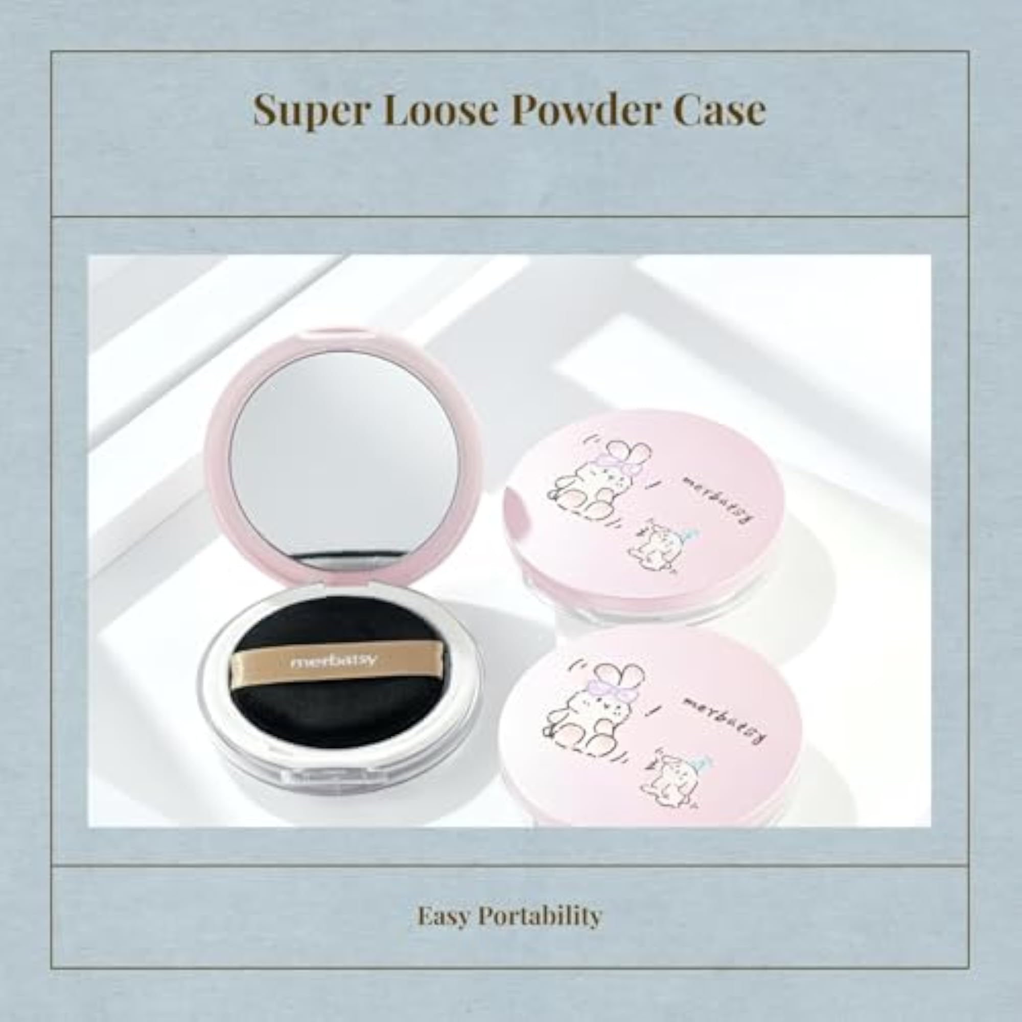Club Bollywood® Loose Powder Container with Mirror Pad, 1 Box, Silver White Rabbit