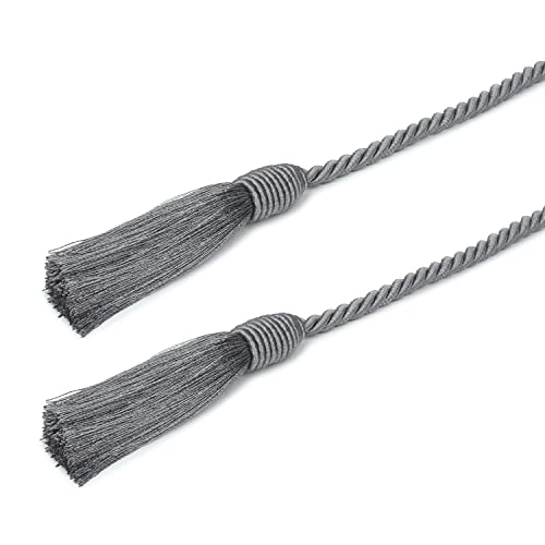 Image of 4 Pack Curtain Tiebacks Handmade Decorative Curtain Holdbacks Rope with Tassel - Gray