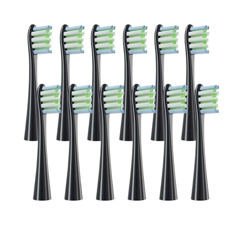 �����\�ȃu���V�w�b�h 12 �AOclean X/X PRO/Z1/F1/One/Air 2/SE �\�t�g�щ��g�u���V�m�Y�����t�B���ƌ݊�������(12pcs Black)