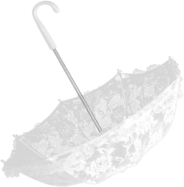 White Lace Embroidery Umbrella, 17.5 * 18.7in Bridal Decorative Photography Craft Sunshade Vintage Parasol Flowers Wedding Pet Decoration Umbrellas for Party Kids Women Photo Shoot Props - Image 9