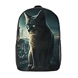 LMYmoney Schulrucksack mit Stadtkatzen-Motiv, Büchertasche für Jungen und Mädchen...