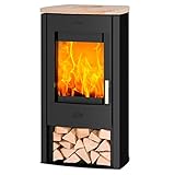 Feinstaub: < 0,04 g/m³ Fireplace K5733 Tuvalu Kaminofen Stahl Schwarz  Topplatte Sandstein/A+