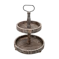 Obst Etagere 2 Etagen, Vintage Deko Tablett Holztablett Etagere, Landhausstil Deko tortenplatte Servierständer Servieretagere für Home Kaffeeecke Duschraum