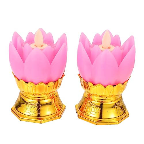 MAGICLULU 2Pcs Decorative LED Lotus Shape Light Creative Lamp for Home Temple Decoration Electronic Lotus Light Ornament Present for Friends