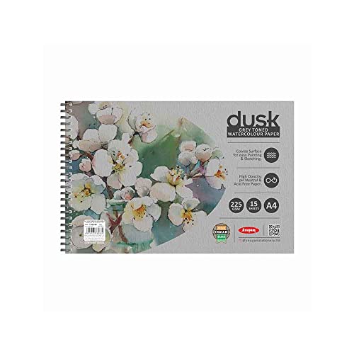 Image of Anupam Dusk Grey Watercolour Paper Book - Cold Pressed - Wiro Bound - 225 GSM - 15 Sheets - A4