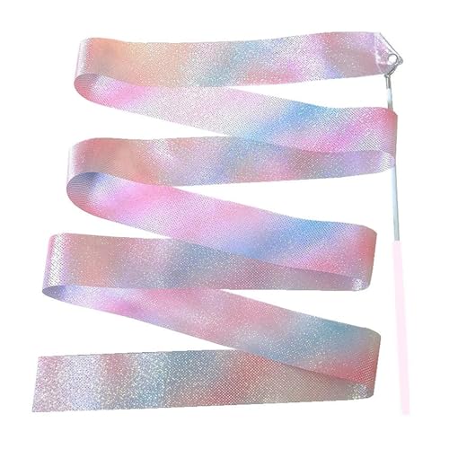 VIOLDHHJK Cinta de Gimnasia Multicolor de 2/4 m, Multifuncional, for Gimnasia rítmica, Danza Brillante y Entrenamiento de Danza artística.(Pink 4M)