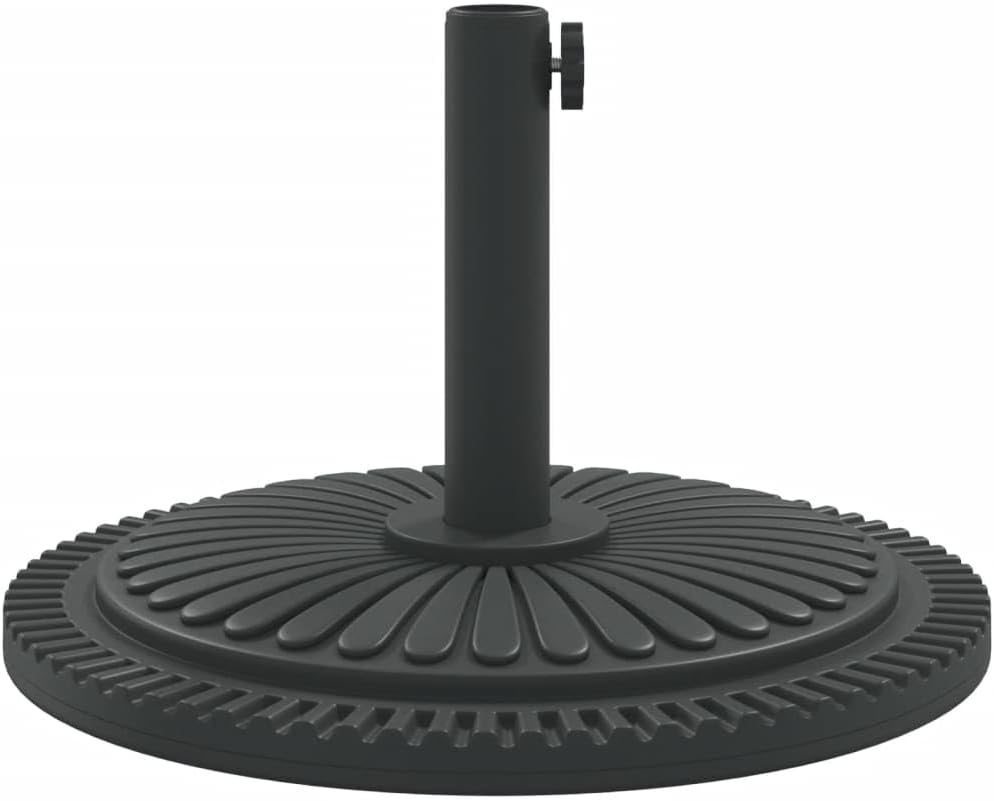 vidaXL Parasol Base for Ø1.5/1.9" Poles - 26.5 lb Round Umbrella Stand, Black Concrete-Filled Plastic Shell, Elegant Line Pattern, 17.7" x 12.4"
