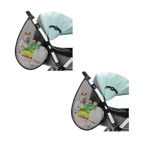 Accmor 2pcs Universal Stroller Organizer, Side Sling Stroller Organizer, Mesh Cargo Net Stroller Storage Caddy, Stroller Bag Accessories Fits for Uppababy, Nuna, Baby Jogger, Britax, Doona Strollers