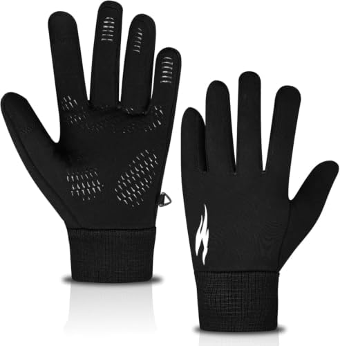 WESTWOOD FOX Laufhandschuhe Touchscreen Anti-Rutsch Elastische Innenhandschuhe Winddicht Lichtreflektierende Winterhandschuhe Wandern Camping Fahrradhandschuhe Herren Damen