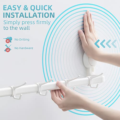 Tailink Towel Bar Suction Cup Towel Rack Removable For Bathroom Suction Towel Hanger No Drilling Towel Holder With 5 Hooks One Second Installation Plastictowel Bar Heavy Duty For Door, Kitchen - White #TOP2