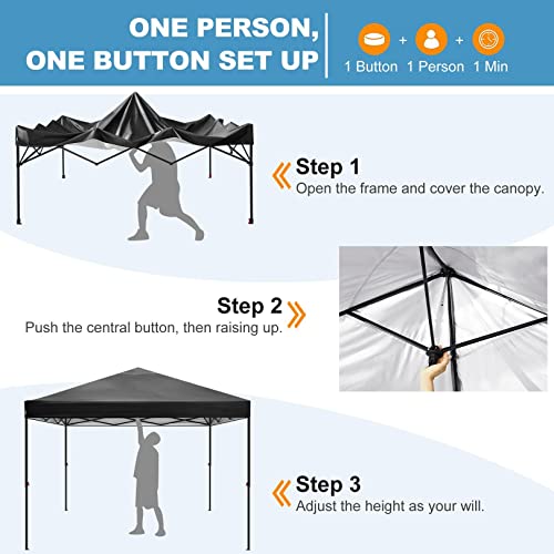 Image of HOTEEL 10x12ft Pop Up Canopy, Waterproof Outdoor Party Easy Up Tent with Carry Bag, No Tools Needed, Event Tent for Parties, Backyard, Wedding, Commercial,Gray