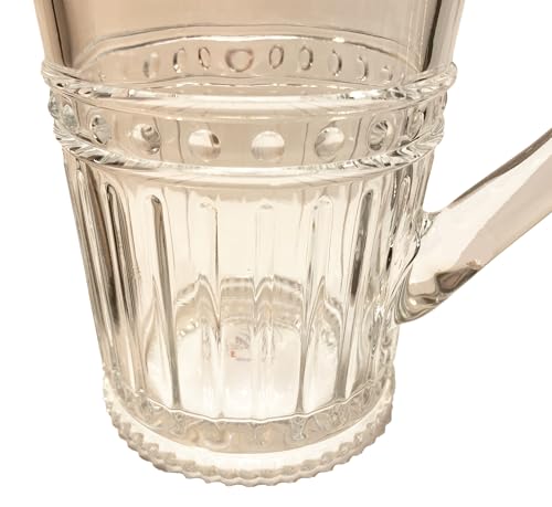 Vintage Style Glass Pitcher, 34 oz, Embossed Deco Pattern, Clear by Mazeology - Used condition - US$23.14