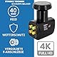 Premium X Quad LNB - 4Fach - für 4 Teilnehmer - 4K Full HD - mit Wetterschutz und LTE Filter + 8X F-Stecker für Satellitenschüssel Digital TV Fernseher SAT Receiver - Schwarz
