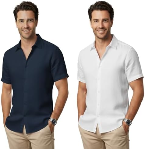 Kit 2 Camisa de linho Camisa Masculina p...