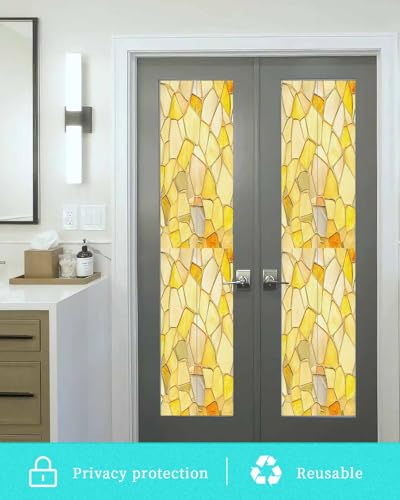 Vinilo decorativo para ventana amarillo dorado geométrico 45x200 cm miniatura 7