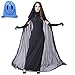 Produktbild Myir Halloween Kostüm Damen Geister Schwarze Geisterbraut böse Königin, Karneval Ausführen Kostüme Erwachsene Vampir Lange Kleid Horror (Schwarz, Large)