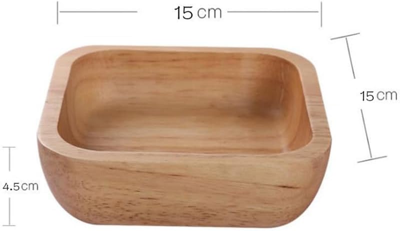 Angoily Wooden Salad Bowl, 1pc Wooden Bowl Serving Wood Fruit Fruit Trays Simple Food Dish Wood Dessert Cosmetic Snack Plate Seasoning Set, Salad Serving